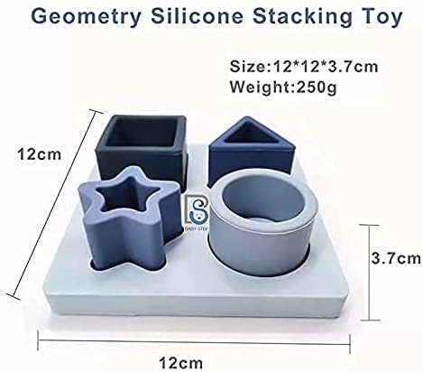 Baby Step Silicone Shape Sorter Puzzle for Toddlers 6-24 Months, Montessori Educational Toy, Blue