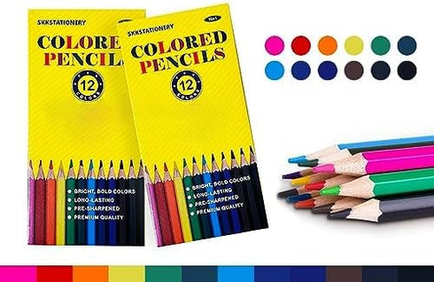 SKKSTATIONERY 144Pcs 12 12pcs/box, 144Pcs. Colored Pencils, Pre-sharpened, coloring pencils Bulk Back to School