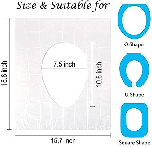 NEAGLORY 100 Pack Disposable Plastic Toilet Seat Covers - Waterproof Non Slip Individually Wrapped Protectors for