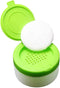Happyupcity White Plastic Empty Baby Powder Puff Case with Green Sifter Lid Refillable