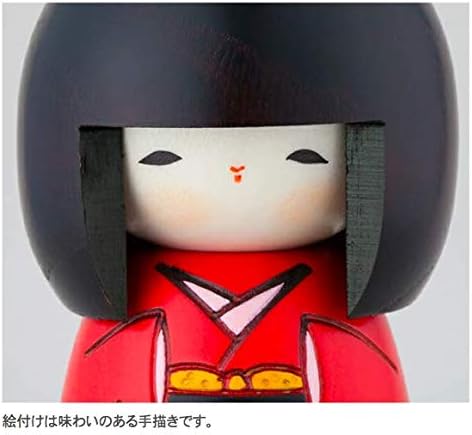 Usaburo Sosaku Kokeshi Doll - Osanago Red Color, Small Size, Made in Japan