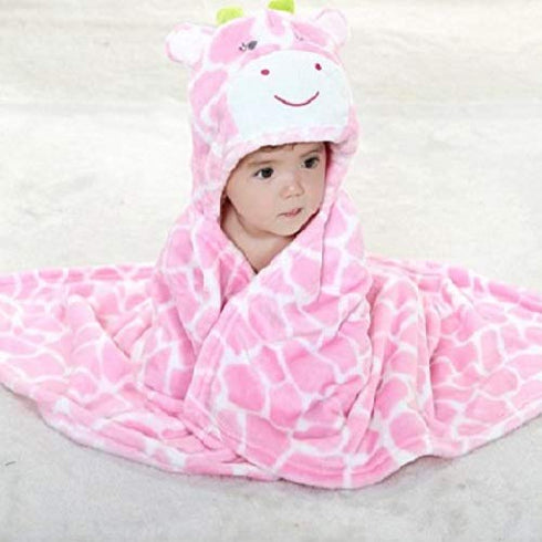 Vauwmsr Baby Hooded Blanket, Ultra Soft Warm Newborn Infant Swaddle Wrap Bath Shower Towel, 25.6" x 39.4", Pink