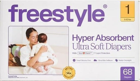 Generic Free~Style Hyper Absorbent Ultra Soft TCF Luxury Diapers, (1, 68, Count)