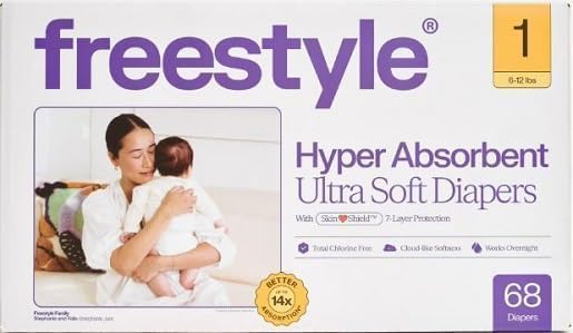 Generic Free~Style Hyper Absorbent Ultra Soft TCF Luxury Diapers, (1, 68, Count)