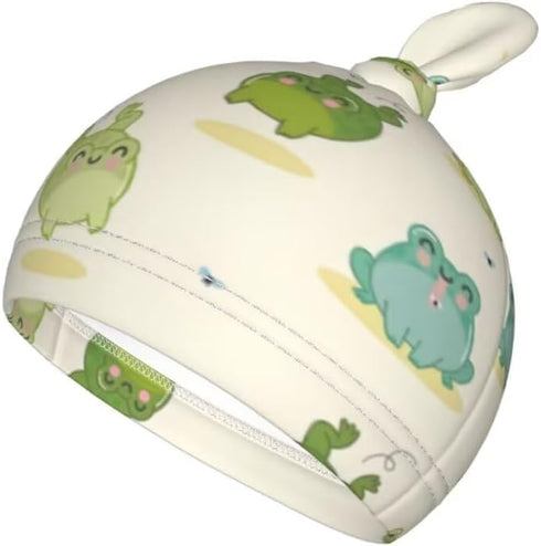 Cartoon Frog Newborn Swaddling Blanket and Beanie Hat Set, Soft Baby Receiving Blanket, Funny Animal Sleeping Bag