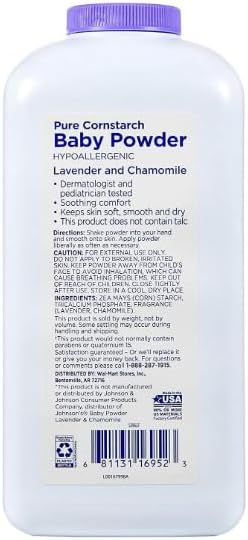 GENERIC Chamomile-Talc-Free(Pack 1, 22 Oz.) Equate Pure Cornstarch Baby Powder with Lavender