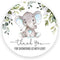 2" Round Baby Shower Thank You Favor Stickers (40 Labels) - Blue Elephant with Green Leaves