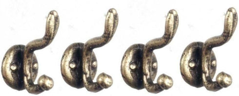 Melody Jane Dolls Houses Melody Jane Dollhouse Antique Brass Coat Hooks Miniature Hall Cloakroom Accessory 1:12