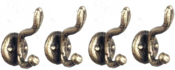 Melody Jane Dolls Houses Melody Jane Dollhouse Antique Brass Coat Hooks Miniature Hall Cloakroom Accessory 1:12