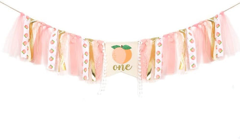Derzhssg Peach Theme Baby 1st Birthday Banner - High Chair Banner, Sweet Peach