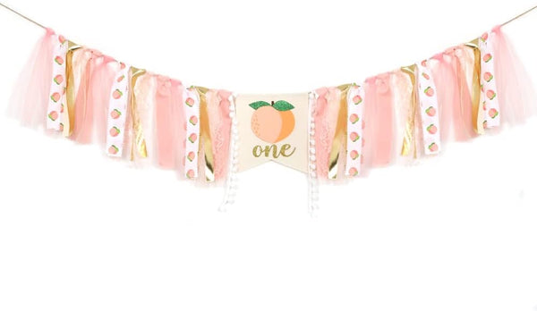 Derzhssg Peach Theme Baby 1st Birthday Banner - High Chair Banner, Sweet Peach