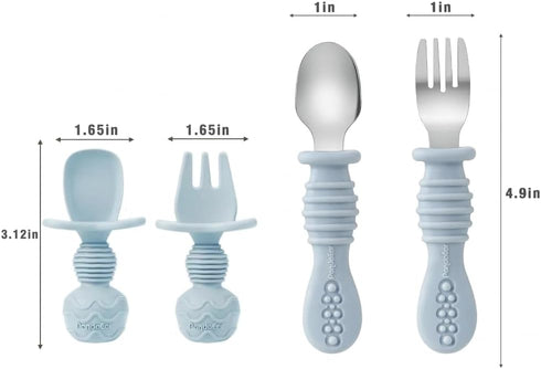 Set 11PCS PandaEar Silicone Baby Feeding | Baby Led Weaning Supplies Self Feeding Utensils | Divided Suction Plate Bowl