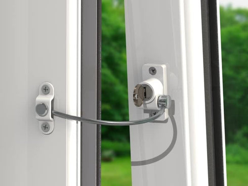 Child Safety Locks for Window Door - Cable Ventilator Kid Lock with Keyed Opening for Baby Protection