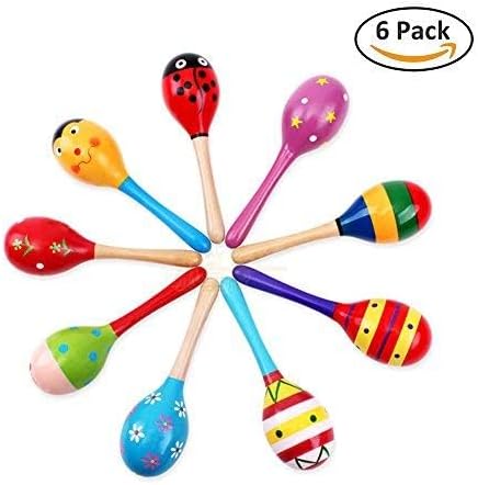 Mini Wooden Maracas Rattles, Egg Shaker Kids Musical Party Favor, Kid Baby Shaker Sand Hammer Toy