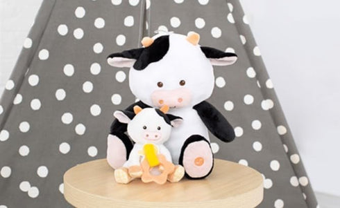10 inch Magic Years Musical Light Up Cow Toy for Baby, Plays Twinkle, Twinkle Little Star, Black and White Cow, Farm