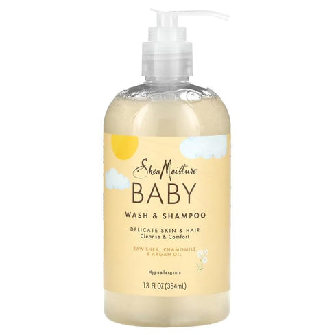 13 oz, Packaging SheaMoisture Baby Wash & Shampoo for All Skin Types Raw Shea, Chamomile & Argan Oil Baby Wash