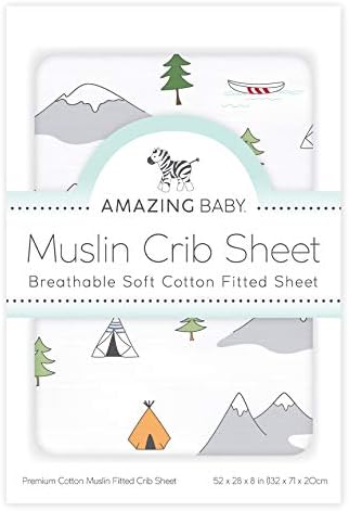 Cotton Muslin Fitted Crib Sheet for Babies - Outdoor Adventure Theme