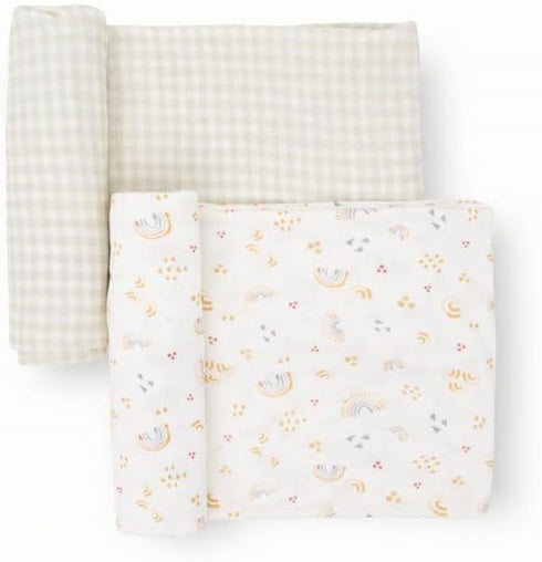 Little Unicorn Large Stretch Knit Swaddle Blanket 2 Pack| Super Soft with