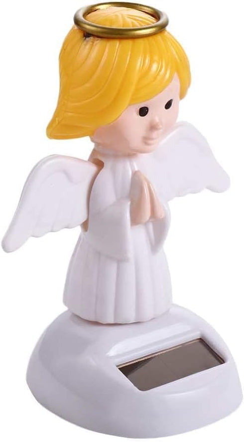 White Solar Powered Dancing Toys, Angel Figures for Car Decoration and Automotive Interior Accessories