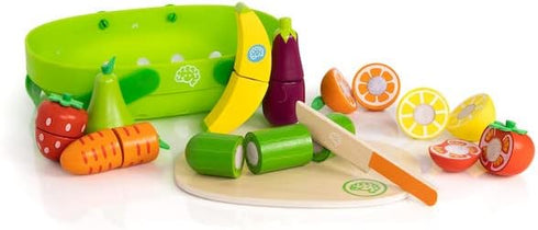 Playset 3+ Fat Brain Toys Pretendables Fruit & Veggie Basket - Pretend with Storage