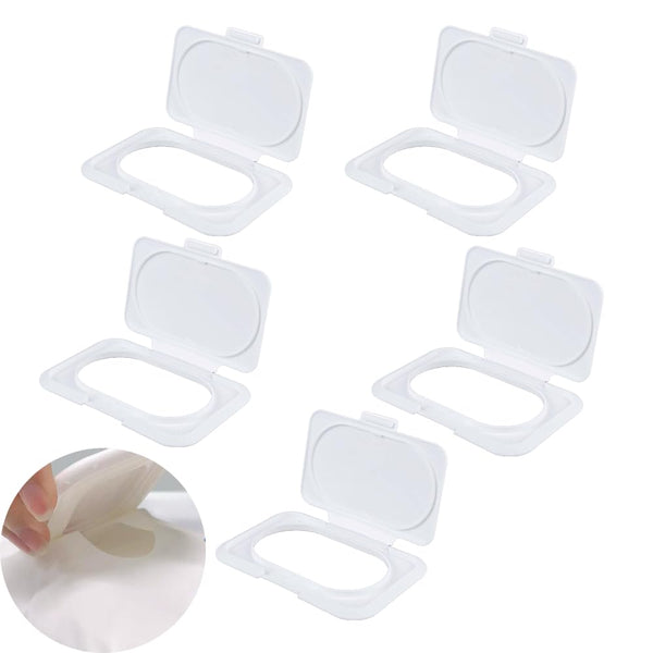 UtySty 5 Pack Baby Wipes Flip Lid Reusable Adhesive Sticky Dispenser Cover Non-Drying