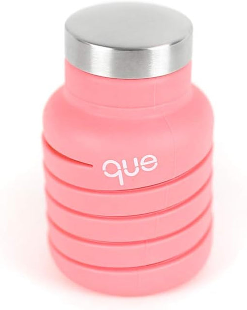 que Collapsible Water Bottle | 12oz Travel & Outdoor Use, Food-Grade Silicone, BPA Free, Eco-Friendly (Coral Pink)
