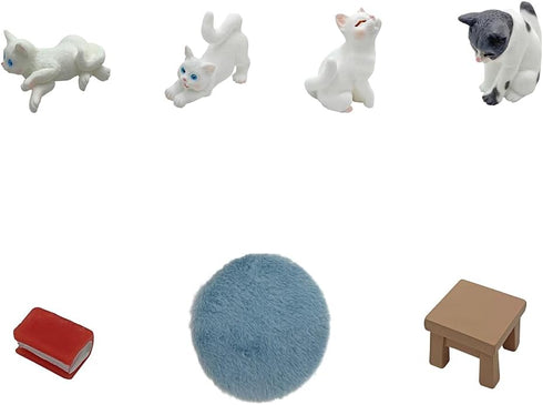 josaner-zz 1/12 Dollhouse Cats w/ Scale Accessories Mini Furniture Model Wooden Miniature (Multicolor-Simple)
