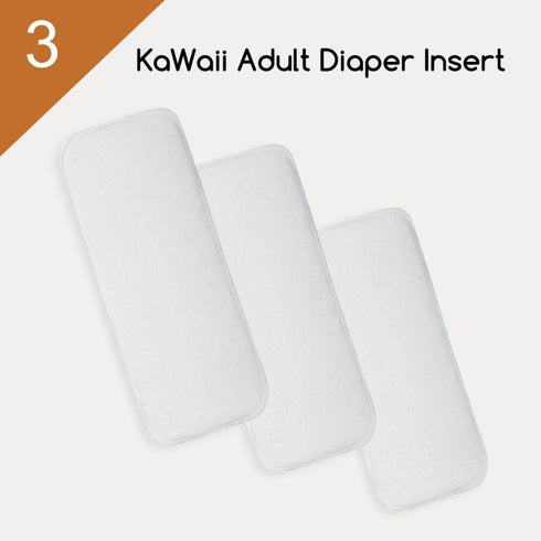 3-Pack 4-Layer 48.5 19 cm Kawaii Adult/Women/Teen Reusable Cloth Diaper Insert, Incontinence, Pregnancy, Childbirth