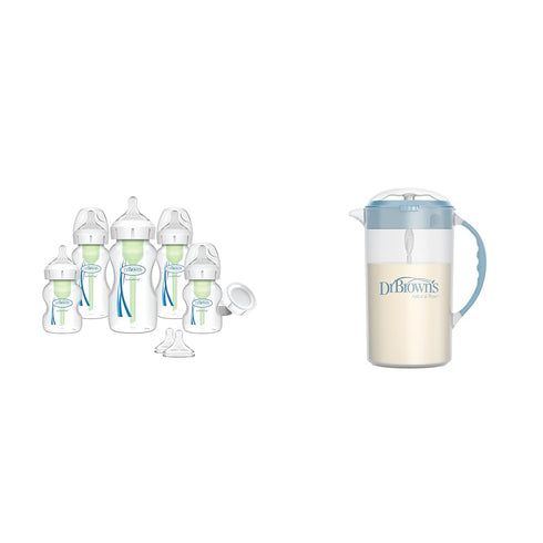 Dr. Brown's Anti-Colic Options+ Wide-Neck Baby Bottle Set with Formula Mixing Pitcher