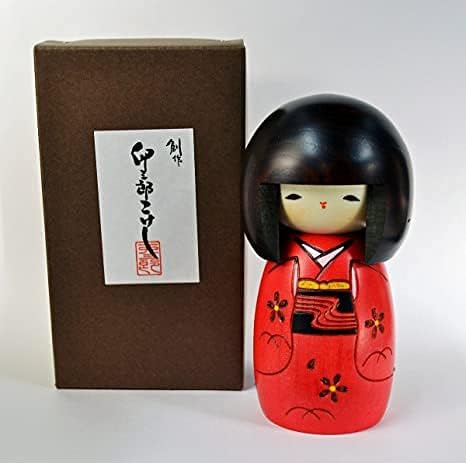 Usaburo Sosaku Kokeshi Doll - Osanago Red Color, Small Size, Made in Japan