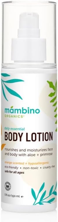 Mambino Organics Daily Essential Face and Body Lotion, Coconut + Primrose, 5 Fluid Ounces