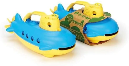 Green Toys Submarine in Yellow & Blue - BPA Free, Phthalate Free Bath Toy with Spinning Rear Propeller