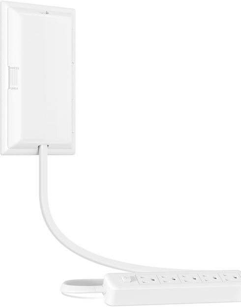 Outlet Cover Extension Cord 3 Feet, Ultra-Thin Concealer with Flat Plug, 5 AC Outlets, Childproof for Home