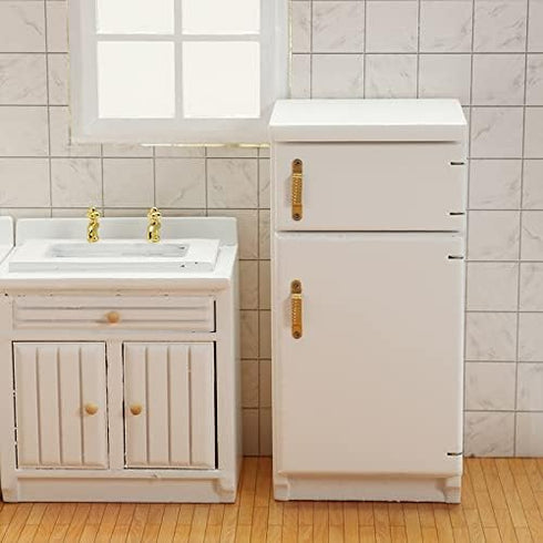 UZPDWK 1/12 Wooden Dollhouse Furniture Refrigerator Miniature Playhouse Decoration Living Dining Room- Scale