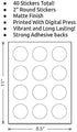 Stripe Ready to Pop Faux Metallic Gold Stickers, 2 Inches Round - 40 Count for Baby Shower Party Favors