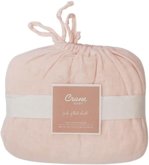 28x52'', Crane Baby Cotton Sateen Fitted Sheet, Desert Rose, Pink Crib Sheets for Girls, Soft Cotton Crib Sheets