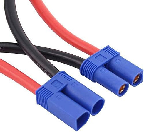 FLYRC 2pcs EC5 Serial Series Battery Connector, 12AWG Soft Silicone Wire Cable Adapter for RC Lipo Battery Helicopter