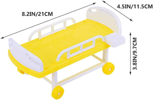 Toddmomy Dollhouse Hospital Bed, Infusion Bottle Toys, Mini Bed, Doctor Role Play Toys, Dollhouse Accessories for Kids