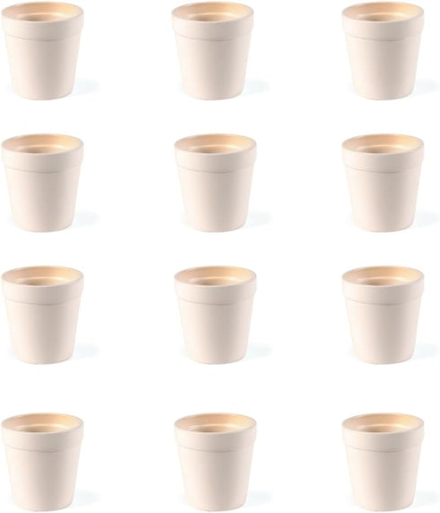 Fun Express Mini Flower Pots Ceramic Set of 12 - Unpainted White