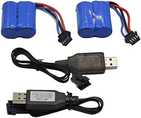 Blomiky 2 Pack 600mAh Li-ion Battery with SM-4P Plug for UDI008 UD08 UDI001 Venom Speed RC Boat