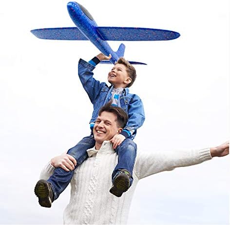 BooTaa 2 Pack Airplane Toys, 17.5" Large Throwing Foam Plane, 2 Flight Mode Glider for Kids, Outdoor Sport Toys
