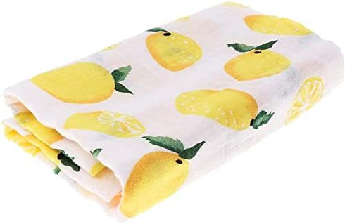 Baby Swaddle Blanket - Unisex Cotton Muslin Swaddling Blanket, Nursing Cover & Burping Cloth - Lemon