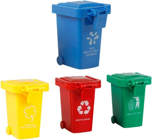 AITING Kids Push Toy Vehicles Garbage Truck's Trash Cans Toys Mini Curbside Vehicle Garbage Bin