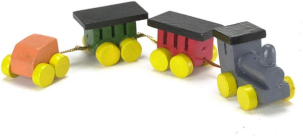 Dollhouse Miniature Train Set, Painted Wood, 4 pc #IM65229
