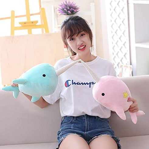 Cute Pink Narwhal Stuffed Animal Plush Toy, Adorable Soft Whale Plushies for Babies, Kids, Toddlers