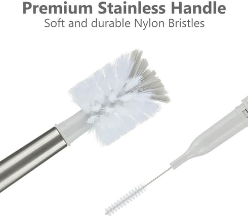 Generic 3-in-1 (Pack 2) Stainless Bottle Brush for Baby Bottles - Water Bottle Brush Cleaner with Nipple and Straw