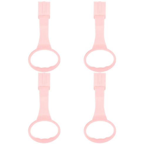 Baby Playpen Pull up Rings, 4pcs Baby Crib Pull up Rings for Walking Exercises, Pink Baby Bed Stand Up