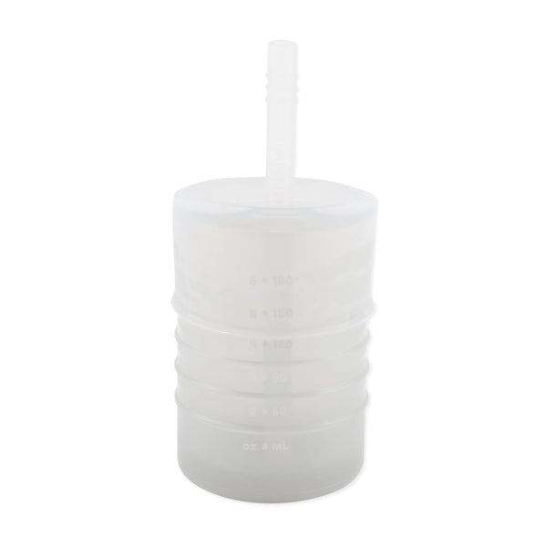 Bumkins Baby and Toddler Cups - Spill Proof Sippy Cup with Straw, Platinum Silicone, Holds 7oz