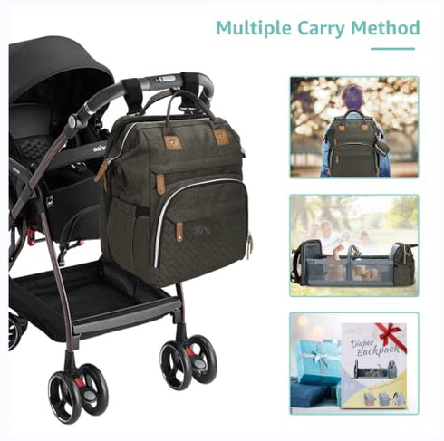 Backpack, Backpack DERJUNSTAR Diaper Bag Large Baby Bag with Changing Pad, Thick Padded Back & Straps, Laptop