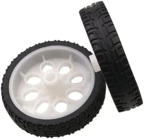 4pcs 65mm Rubber RC Wheel Tires, Toy Car Wheels for DIY Model Robots, White and Black Accessories